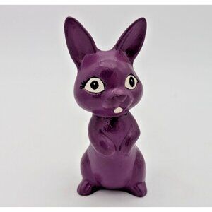 vintage purple ceramic bunny rabbit figure easter spring decor 5 " height
